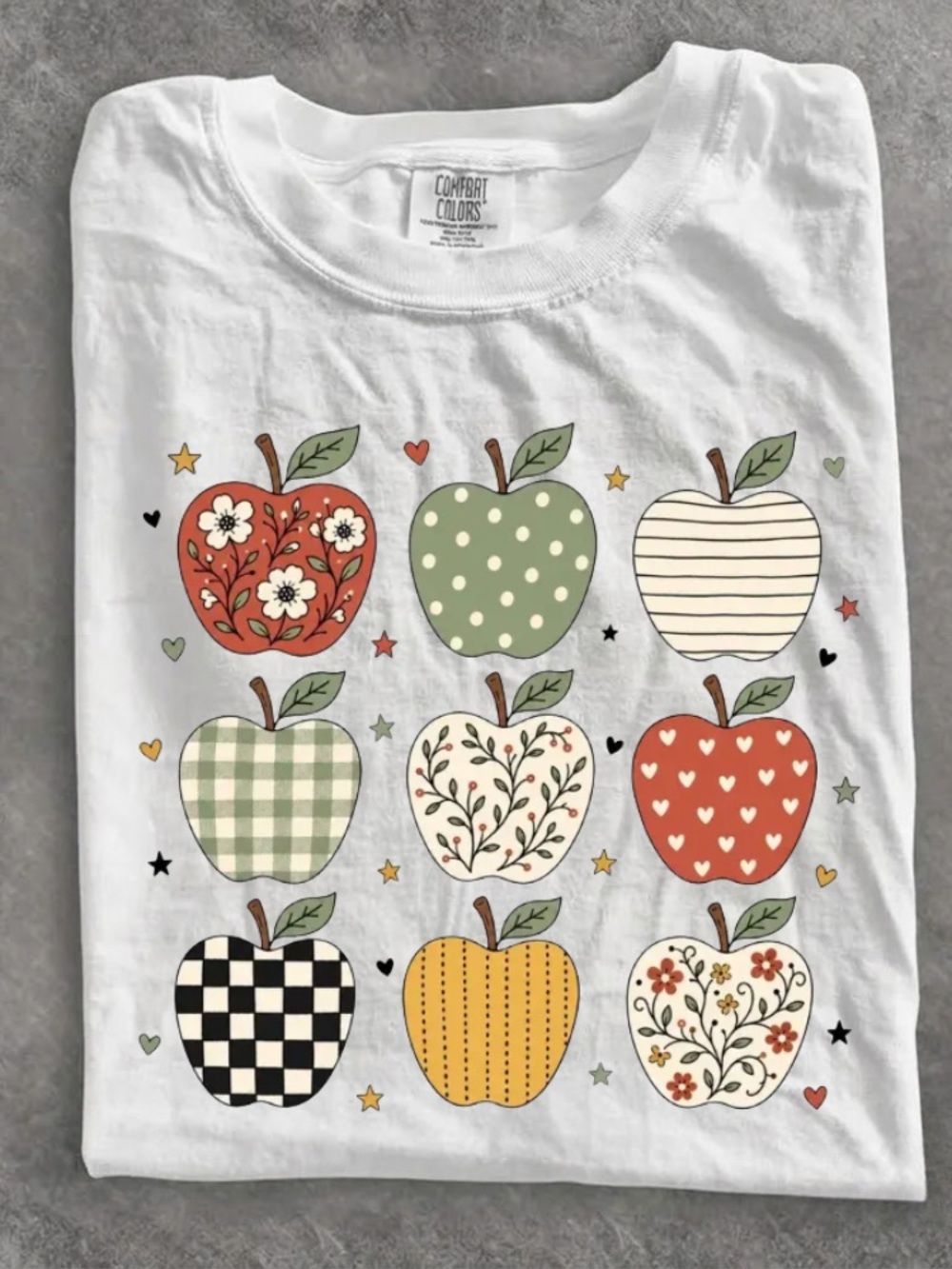 Comfort Colors Multi Pattern Apple Cottagecore Aesthetic Tee